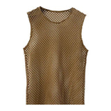 Wiaofellas  -  Mens Sexy See-Through Mesh Hollow Vest Summer New Fashion Nightclub Personalized Breathable Home Pajamas Tank Tops For Men