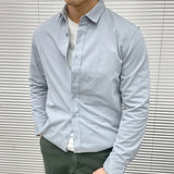 Wiaofellas  -  Spring  Men Business Solid Color Shirt Long Sleeve Slim Fit Hairstylist Shirts Men Office Tuxedo Shirt Social Herren Hemd