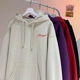Wiaofellas  -  Men's High Street Letter Print Hoodies New Casual Oversized Aesthetic Hooded Sweatshirts Man Y2K Vintage Long Sleeve Hoodie