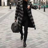 WIAOFELLAS  -  Mens Autumn Winter Jacket Trendy Fashion Plaid Causal Smart Business Coat European Classic Elegant Retro Old Fashion Coat