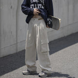 Wiaofellas leg Large widePocket Cargo Pants Men Khaki Cargo Trousers Neutral Vintage Loose Casual Autumn Japanese Streetwear Hip Hop