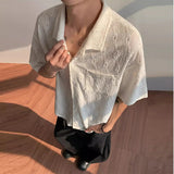 WIAOFELLAS  -  Summer Men's Clothing Light Luxury Jacquarded Suit Collar Shirts Streetwear Button-down Short Sleeve Retro Leisure Fashion M-3XL