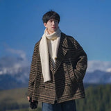 WIAOFELLAS  -  Woolen Plaid Short Casual Coat Versatile Coat Loose Windbreaker Ins Cool and Trendy