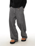 WIAOFELLAS  -  American retro old money style bamboo joint strap draped suit pants men and women spring loose straight casual trousers