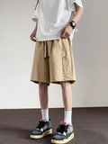 Wiaofellas  -  Men's Summer Fashion Thin Casual Short Pants Male Drawstring Loose Straight Shorts Men Solid Color Cargo Shorts G121