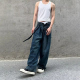 WIAOFELLAS  -  Mens Long Pants Washed Contrasting Casual Jeans Seasonal Streetwear Daily  No Ironing Straight Leg Pants Men's Clothing Unisex