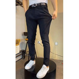 WIAOFELLAS  -  New Solid High Quality Trousers Men's Casual Pants Soft Tight Stretch Business Trousers Social Workers Men's Suit Pants A73