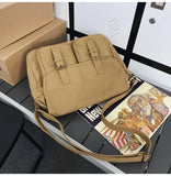 WIAOFELLAS  -  Messenger Bag Casual Canvas Bag Solid Color Retro Bag Solid Color Student Shoulder Bag