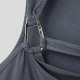 WIAOFELLAS  -  Summer Men Tank Tops Hollow Out Solid Color Sleeveless Male Vests Sexy 2025 Knitted Fashion Crop Tops Men Streetwear