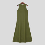 WIAOFELLAS  -  Men Tank Tops Solid Color O-neck Sleeveless Long Style Tops Hollow Out Sexy Streetwear Summer Men Clothing Male Vests