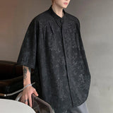 WIAOFELLAS  -  New Chinese Style Men's Shirts Stand Collar Bamboo Printing New Short Sleeved Single Breasted Casual Male Clothing