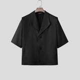 Wiaofellas  -  Men's Shirt Lapel Short Sleeve Summer Button Casual Menswear Clothing Camisa Streetwear Solid Fashion Shirts For Man
