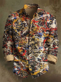 Wiaofellas  -  New retro Irish style harp clover 3D printed men's long sleeved shirt made of vintage casual shirt clothing