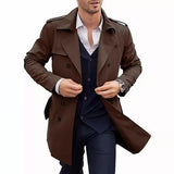 WIAOFELLAS  -  2025 Spring And Autumn Mens Coat Mid-Length Double-Breasted European And American Street Casual Windbreaker Cardigan Jacket Men