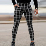 Wiaofellas  -  Classic Plaid Print Mens Pencil Pants Autumn Fashion Slim Fit Trousers Vintage Stripe Printed Skinny Tight Men Straight Trousers