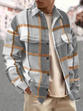 WIAOFELLAS  -  Fashionable and Elegant Lapel Checkered Men's Shirt Retro Furry Casual Long-sleeved Jacket Loose Versatile Shirt