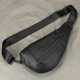 WIAOFELLAS  -  Soft Cow Leather Men's Chest Bag Genuine Leather Men's Chest Pack Small Crossbody Sling Bag Anti Theft Chest Bag Men Coffee