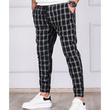 WIAOFELLAS  -  Plus Size S-3XL Men Plaid Joggers Pants Spring Autumn Fashion Casual DElastic Waist Slim Street Hip hop Black Grey Khaki Blue