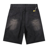 Wiaofellas  -   Washed Hip Hop Denim Shorts Solid Color Vintage Streetwear Jeans Shorts For Male