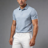 Wiaofellas  -  Men Fashion Solid Color Golf Polo Shirt Short Sleeve Fitness T-shirts Business Casual Premium Daily Outdoors Breathable Tops