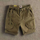 Wiaofellas  -  Summer American Trendy Men's Workwear Shorts Heavyweight Loose Retro Casual Pocket Five Quarter Pants Straight Leg Shorts Man