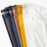 Wiaofellas  -  Summer vintage cotton crewneck solid color base white leggings men's short sleeve T-shirt
