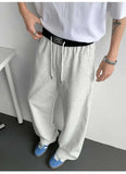 WIAOFELLAS  -  Trendy Men's Drawstring Design Contrast Color Trousers New Fashion Summer Loose High-waisted Wide Leg Pants Male