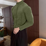 WIAOFELLAS  -  Men T Shirt Solid Color Knitted Turtleneck Long Sleeve Male Tee Tops Streetwear Fashion Casual Men Clothing S-5XL 2026