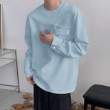 WIAOFELLAS  -  Men T Shirt Solid Color O-neck Long Sleeve Casual Male Tee Tops Streetwear Loose Knitted Fashion Men Clothing S-5XL 2026