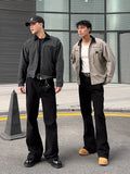 Wiaofellas  -  Spring Autumn Korean Style Men's Straight-leg Suit Pants Loose-fit Casual black Wide-leg Trousers Drag-ground Pants