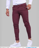 Wiaofellas  -  Men's Burgundy Slim Fit Chino Pants Stretch Skinny Trousers with Button Closure