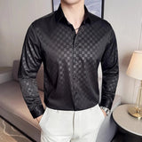 WIAOFELLAS  -  British Style Slim Fit Business Men Shirts Spring Autumn Vintage Long Sleeved Mens Plaid Shirt Fashion Social Men's Clothing 4XL