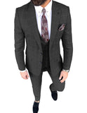 WIAOFELLAS  -  Fashion Plaid Men's Suits 3 Piece Chic Peak Lapel Single Breasted Outfits Prom Wedding Party Tuxedos (Jacket+Vest+Pants)