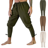 Wiaofellas  -  Men's Retro Medieval Pants Summer Linen Pirate Drawstring Pant Halloween Adult Cosplay Men Casual Trousers