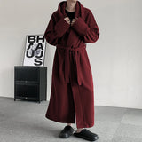 Wiaofellas  -  Men's Loose Long Trench New Autumn Winter Warm Thick Solid Color Korea Fashion Male Tops Woolen Coat