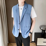 WIAOFELLAS  -  Suit Vest Men Slim Fit Fashion Social Mens Dress Vest Korean Business Casual Solid Color Vest Mens Office Formal Vest S-3XL