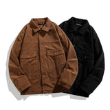 Wiaofellas  -  Men's Thin Cargo Jackets Spring Autumn Fashion Casual Corduroy Jackets With Big Pocket Vintage Loose Outwear Coats For Male Tops