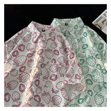 WIAOFELLAS  -  Casual Cute Polo Shirt Cartoon Pattern T Shirt Men Women Unisex Classic Short Sleeve Tops Teenagers College Button Down Tops