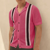 WIAOFELLAS  -  Summer New Casual Polo Shirts Mens Knitting Contrast Color Shirt For Men Fashionable Turn-down Collar Button Clothing