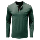 WIAOFELLAS  -  Fashion T-Shirts Men Autumn Slim Fit Long Sleeve Henley Shirt Man Streetwear Casual Solid Color T-Shirt