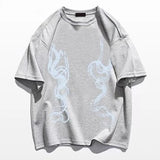 WIAOFELLAS  -  Men's Casual T-Shirt Fashionable Trendy Hip-Hop High Street Y2k Retro Snake Pattern Loose Cotton Top Spring And Summer