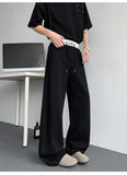 WIAOFELLAS  -  Trendy Men's Drawstring Design Contrast Color Trousers New Fashion Summer Loose High-waisted Wide Leg Pants Male