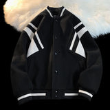 WIAOFELLAS  -  Bomber Jackets Men Women Heavyweight Hip Hop Patchwork Baseball Collar Jacket Baseball Uniform Sports Casual Outwear Couple