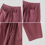 Wiaofellas  -  Men Pants Solid Color Joggers Loose Corduroy Drawstring Trousers Men Streetwear Fashion Casual Wide Leg Pants Men