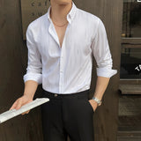 WIAOFELLAS  -  5XL Plus Size Men's Striped Shirt Business Office Long Sleeve Slim Shirts Blouse Men Chemise Homme Luxe Haute Qualite Streetwear