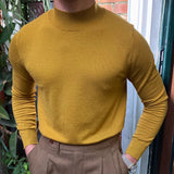 WIAOFELLAS  -  Fall Wool Half High Neck Knit Casual Knitted Sweater Social Club Outfits Herren Pullover Simple Home Pull Homme Sweater For Men
