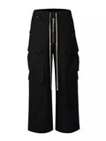 Wiaofellas  -  New Style American Style Casual Pants Blackcargo Pants Multi-pocket Loose Fit Wide Leg For Men Spring Summer