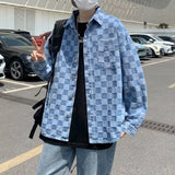 Wiaofellas  -  Baseball Jacket Men Jacket Trendy Boys Checkerboard Plaid Loose Men Jacket