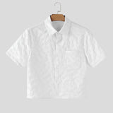 WIAOFELLAS  -  Men Shirt Flower Printing Lapel Short Sleeve Loose Casual Crop Tops Men Streetwear Summer Korean Style Fashion Shirts