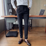 WIAOFELLAS  -  Autumn Men Dress Pants Office Social Business Suit Pants Fashion Casual Slim Fit Wedding Party Groom Trousers Men Clothing